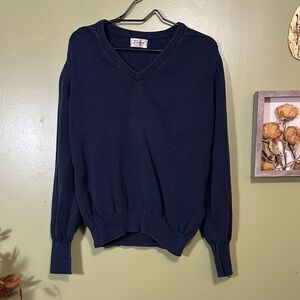 Titleist 100% Cotton medium Navy V-Neck Sweater Vintage